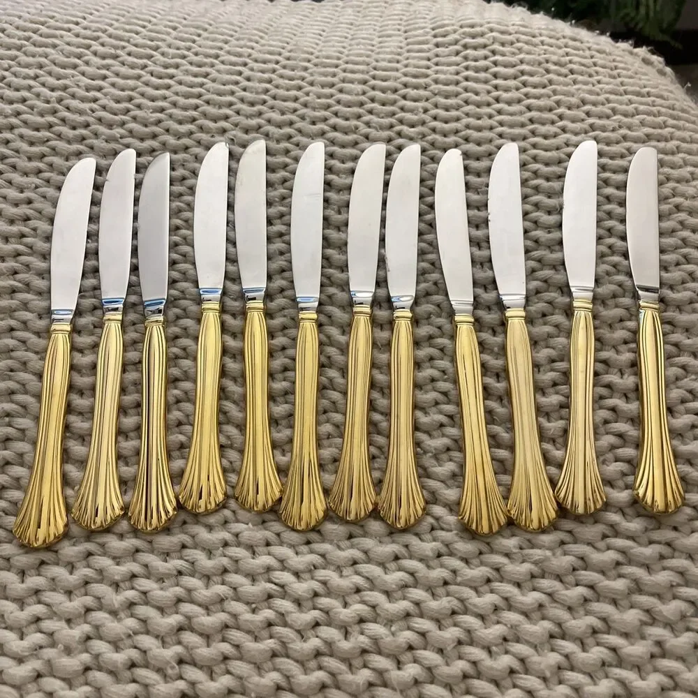 Cambridge Stainless Steel Gold Tracy Twelve Dinner Knives 12 New Set